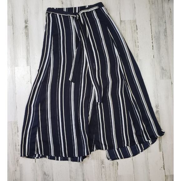 Polagram Navy Blue & White Stripe Split Maxi Skirt Women's Size Large - Picture 7 of 10